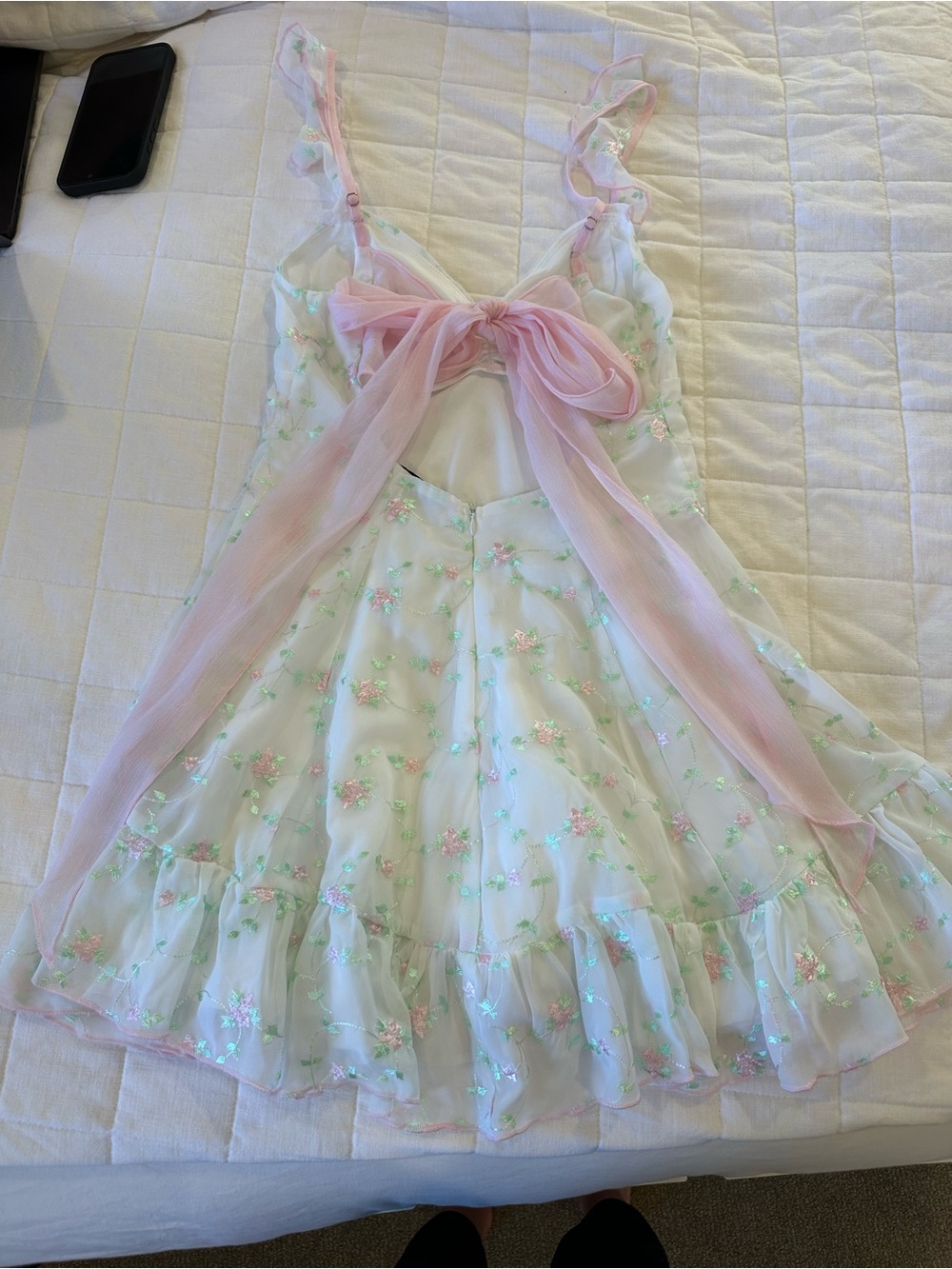 Lucy in the Sky Floral Chiffon Dress in White - Picture 4 of 6